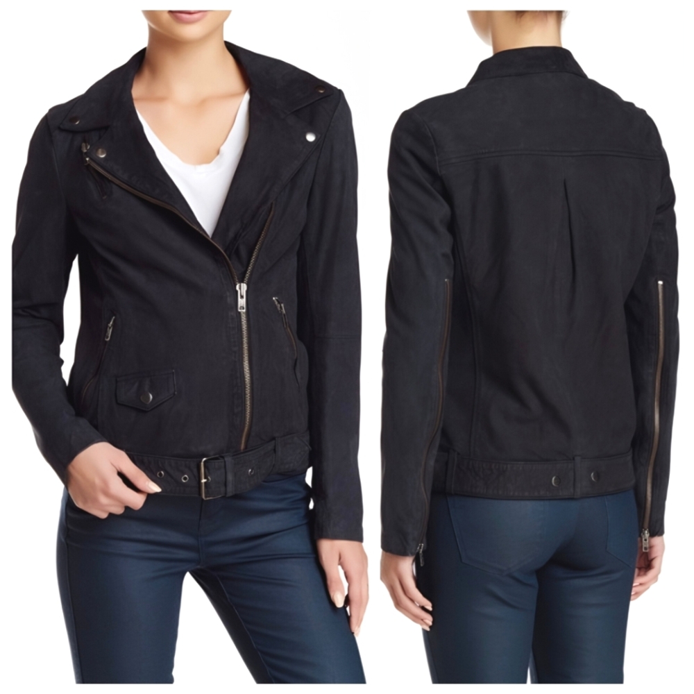 Muubaa Narayan Blouson Nubuck Suede Leather Moto Jacket